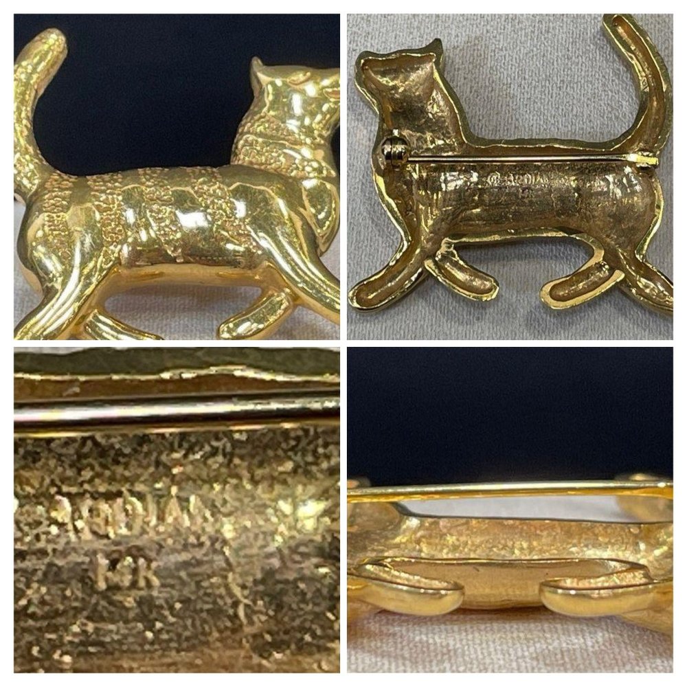 Vintage Gold cat pendant 14kt